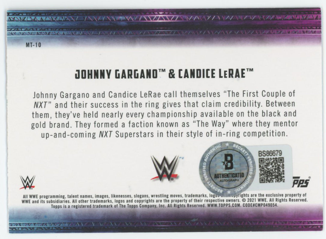 Johnny Gargano & Candice LeRae WWE Signed 2021 Topps #MT-10 Card BAS #BS86679