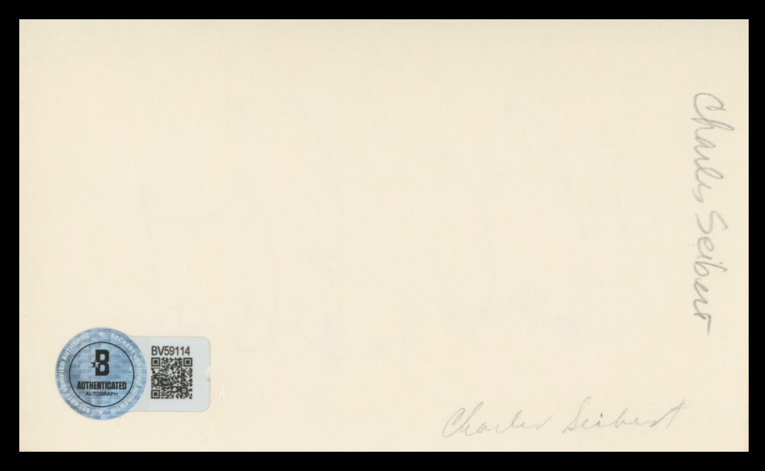 Charles Siebert Trapper John, M.D. Authentic Signed 3x5 Index Card BAS #BV59114