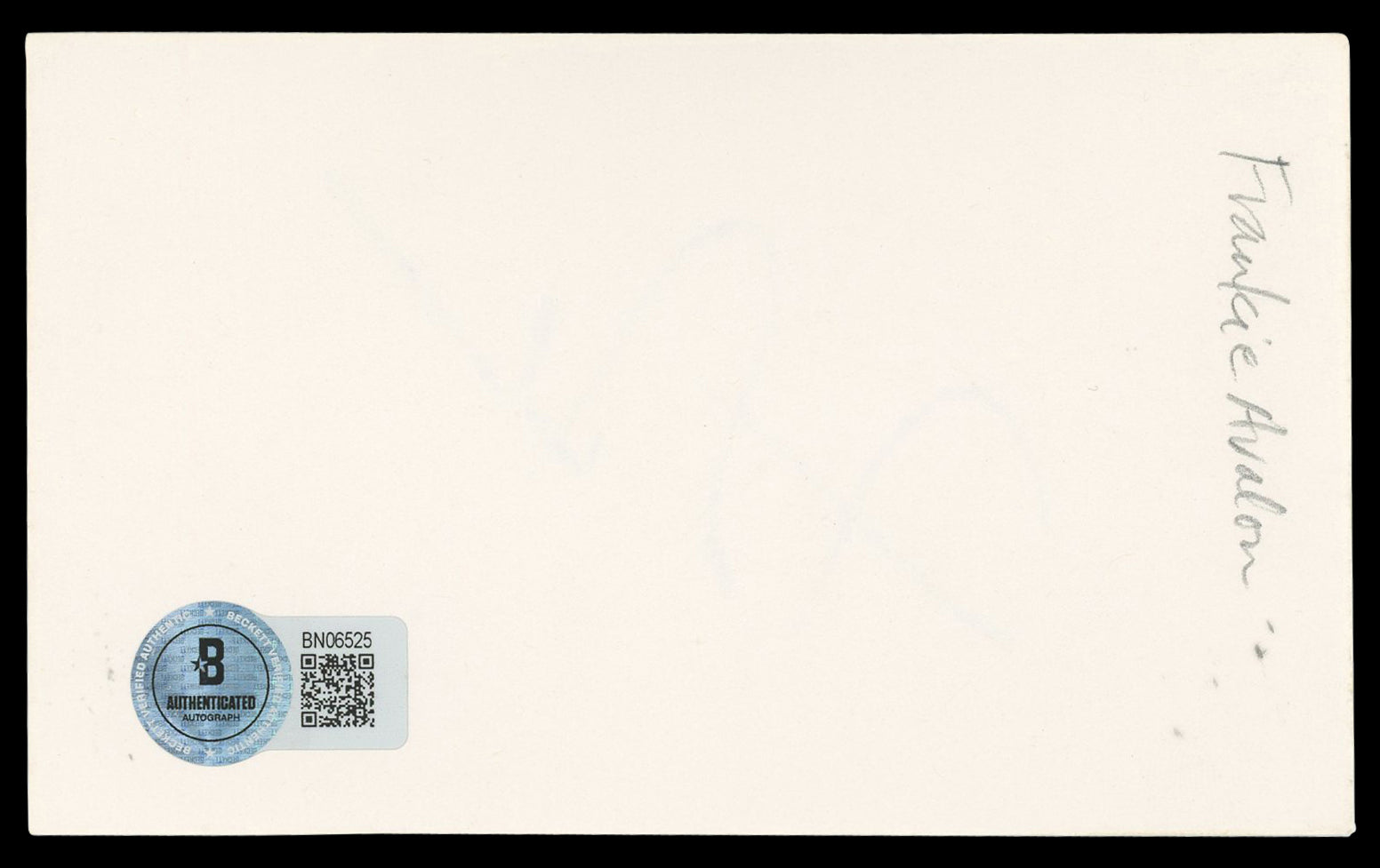 Frankie Avalon Musician Authentic Signed 3x5 Index Card Autographed BAS #BN06525
