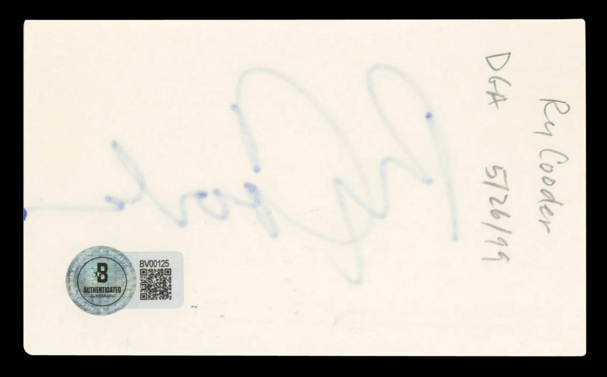 Ry Cooder Authentic Signed 3x5 Index Card Autographed BAS #BV00125