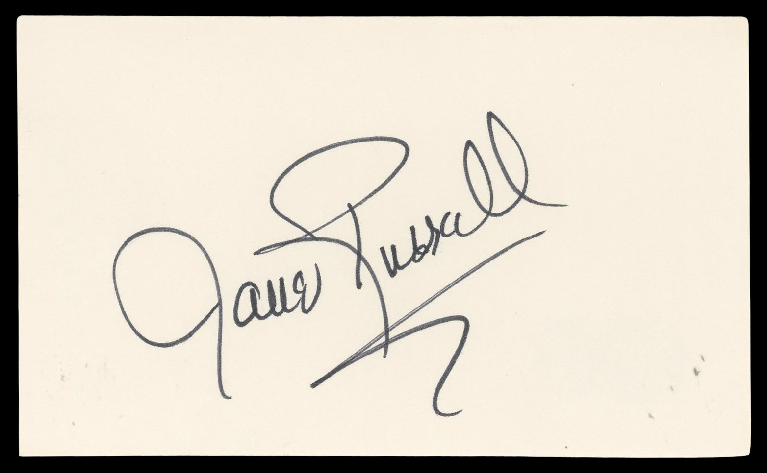 Jane Russell Gentlemen Prefer Blondes Signed 3x5 Index Card BAS #BN06528