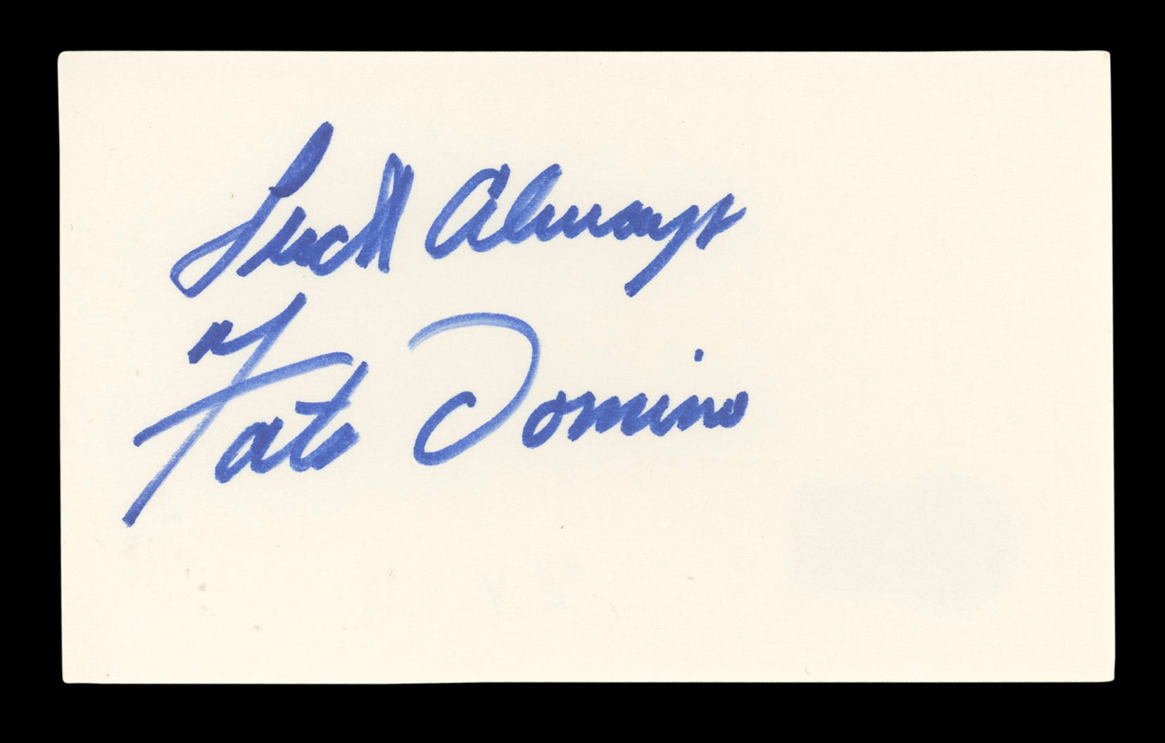 Fats Domino 'Luck Always" Authentic Signed 3x5 Index Card BAS #BL96656