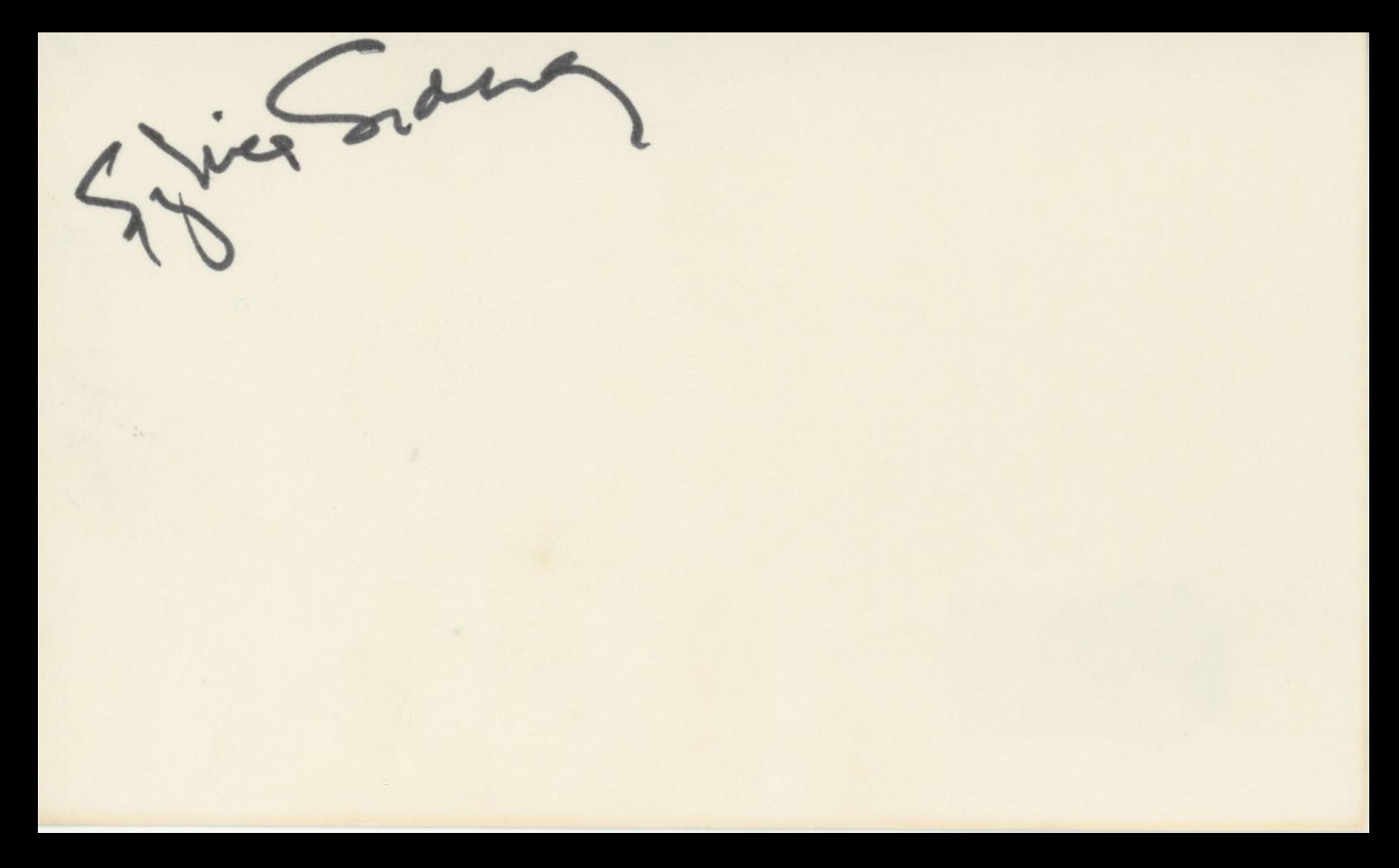 Sylvia Sidney Beetlejuice Authentic Signed 3x5 Index Card BAS #BV59118