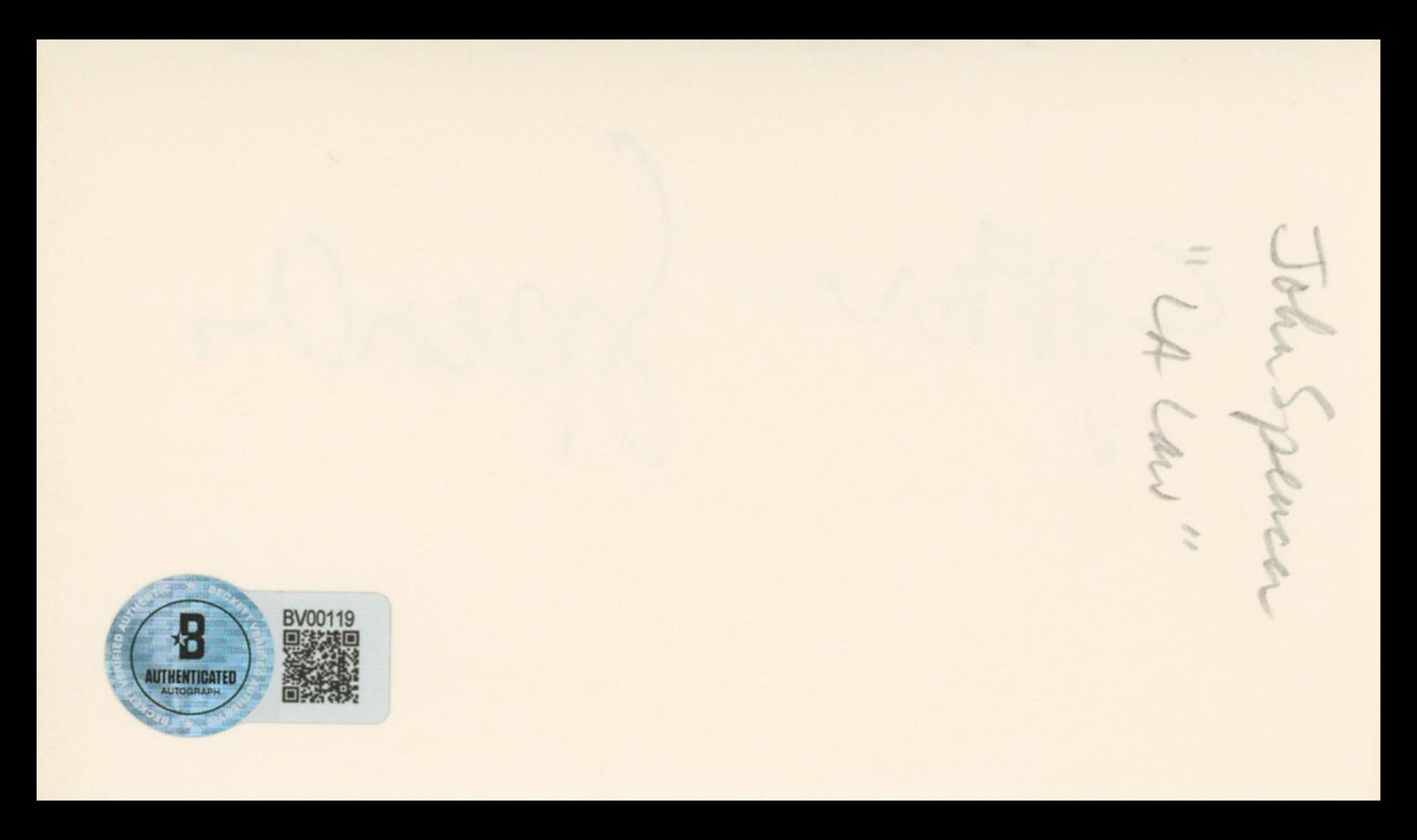 John Spencer The West Wing Authentic Signed 3x5 Index Card BAS #BV00119
