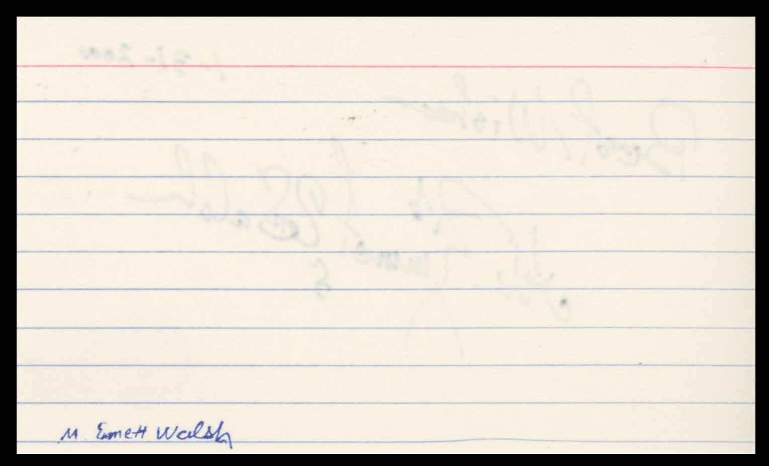 M. Emmet Walsh Big Little Man "Best Wishes" Signed 3x5 Index Card BAS #BS29407