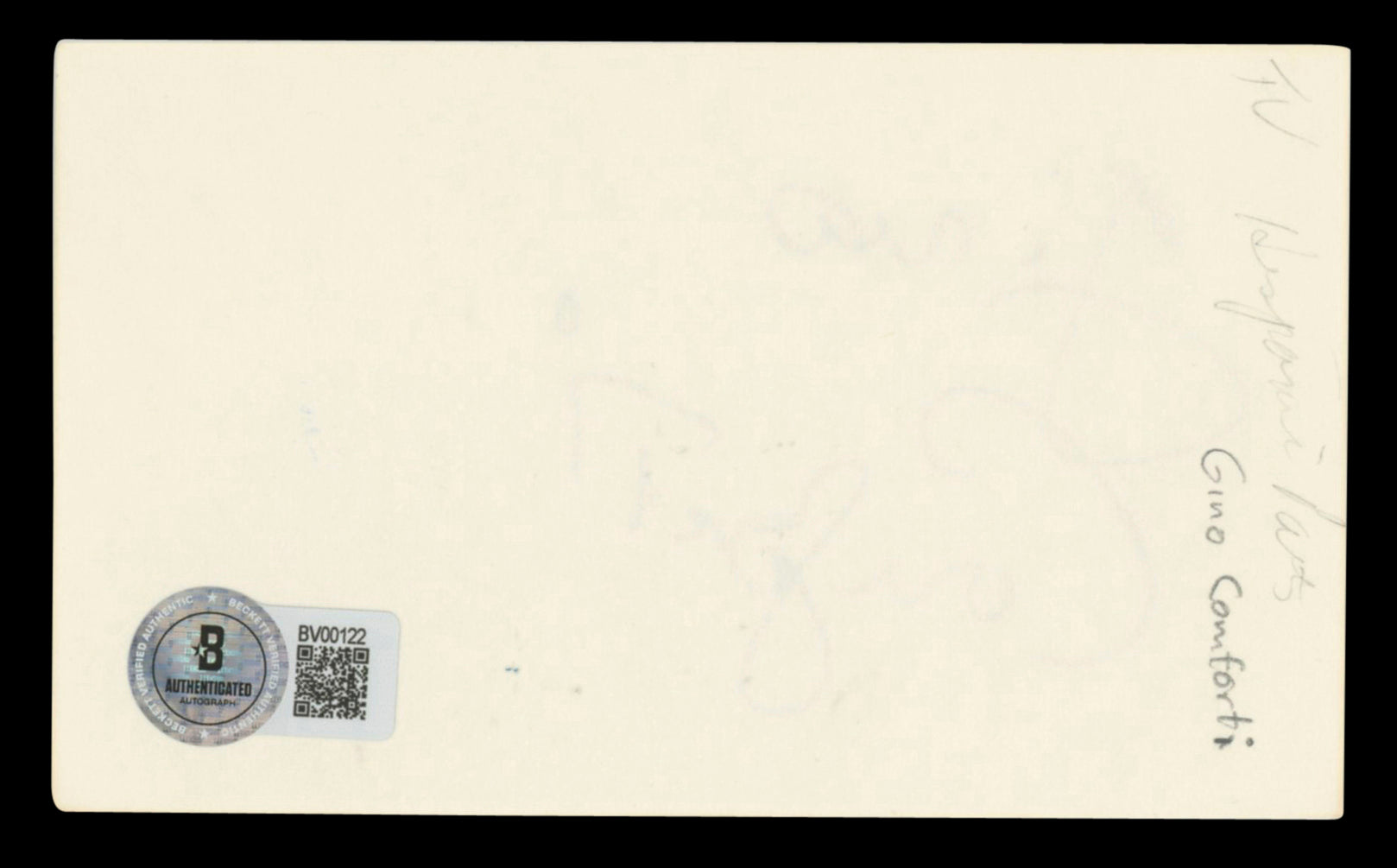 Gino Conforti Three's Company Authentic Signed 3x5 Index Card BAS #BV00122