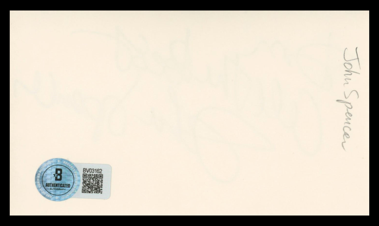 John Spencer The West Wing Authentic Signed 3x5 Index Card BAS #BV03162