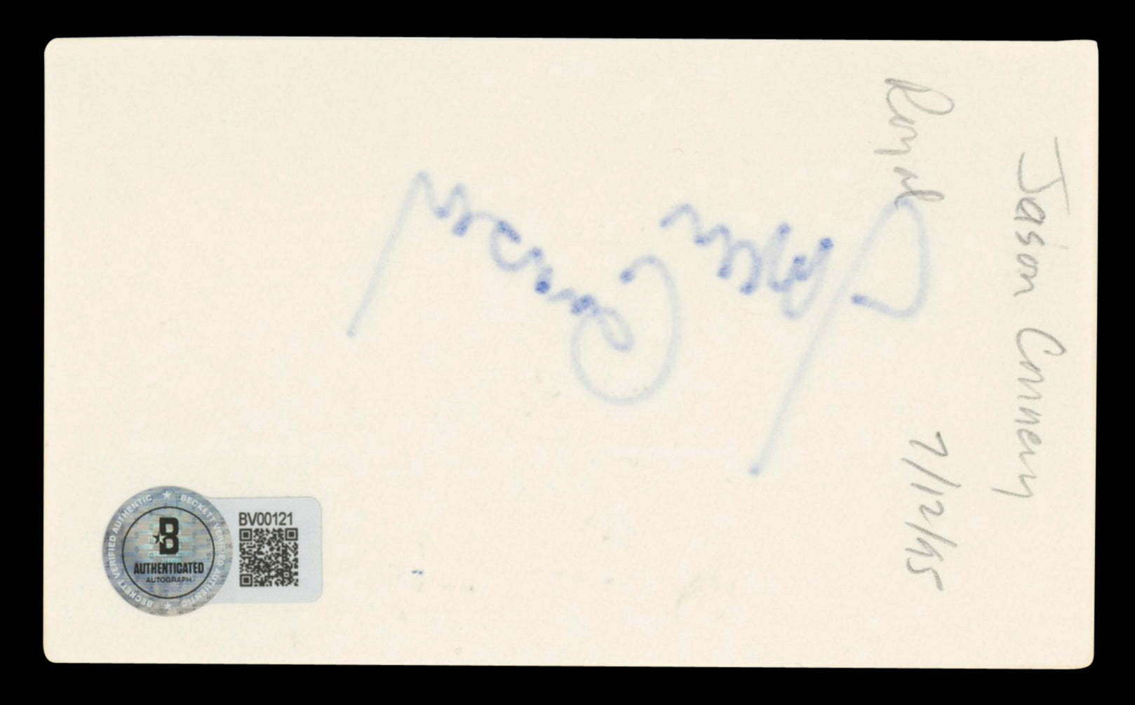 Jason Connery Robin Of Sherwood Authentic Signed 3x5 Index Card BAS #BV00121