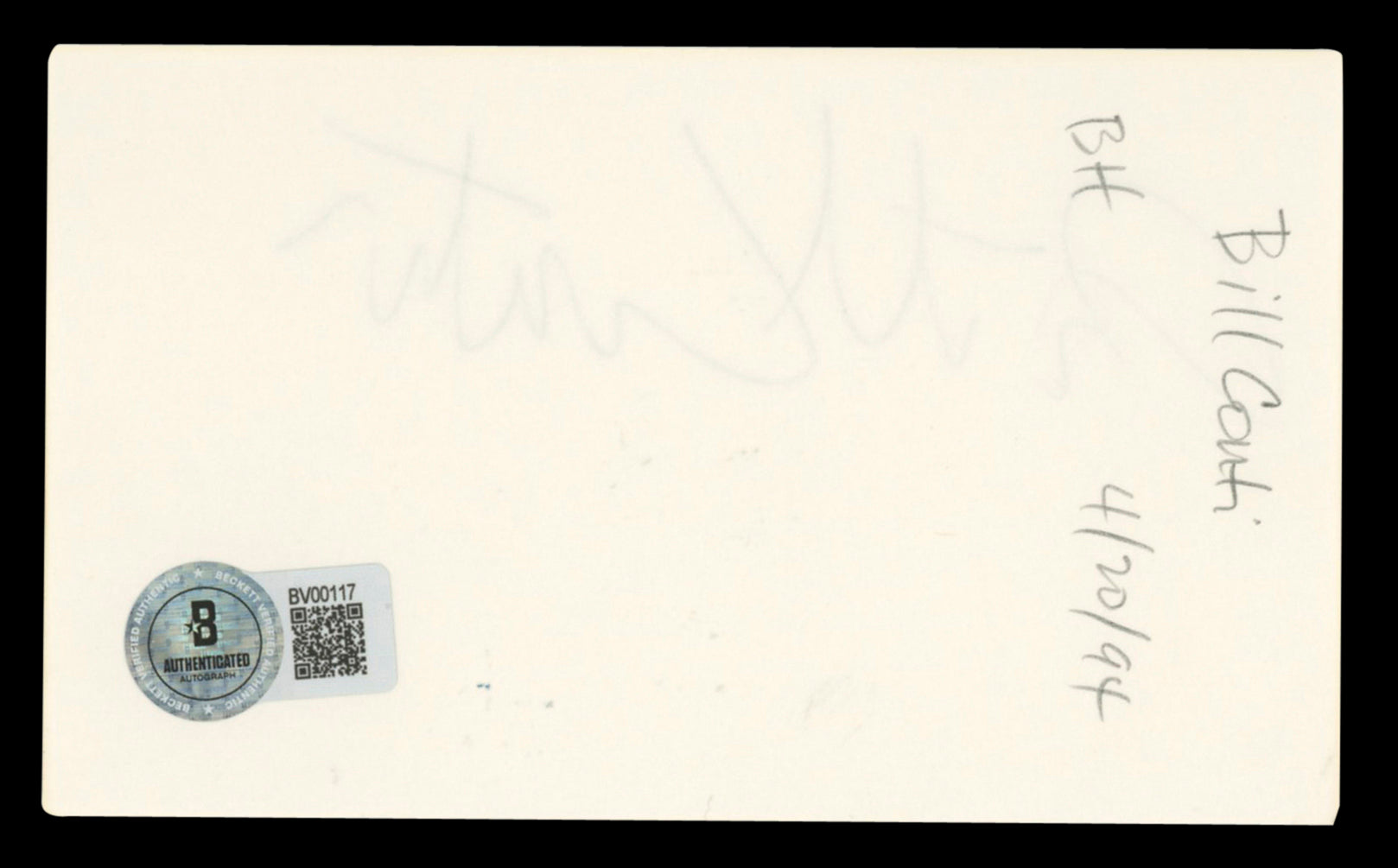 Bill Conti Rocky Authentic Signed 3x5 Index Card Autographed BAS #BV00117