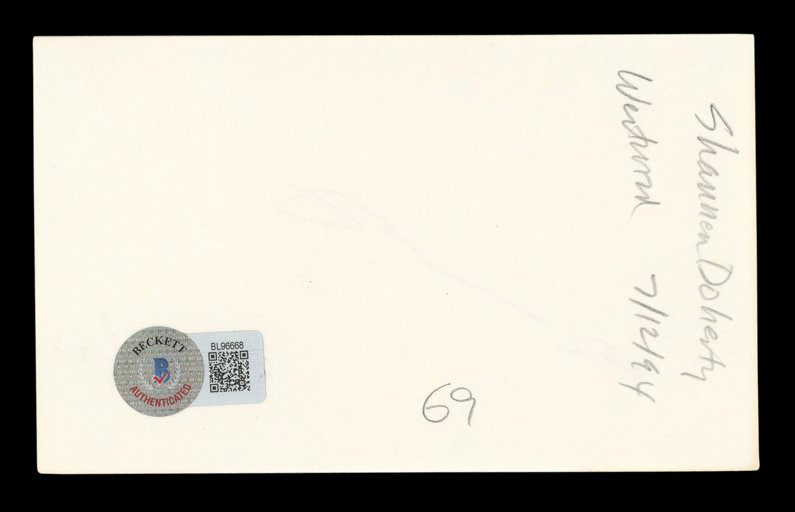 Shannen Doherty Beverly Hills 90210 Authentic Signed 3x5 Index Card BAS #BL96668