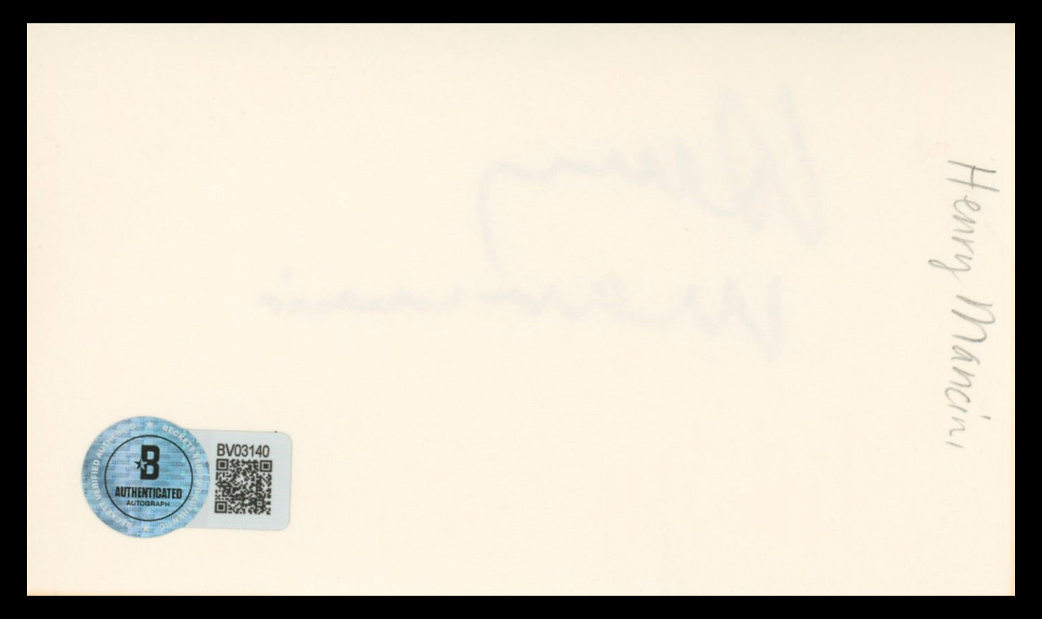 Henry Mancini Breakfast At Tiffany's Authentic Signed 3x5 Index Card BAS #BV03140