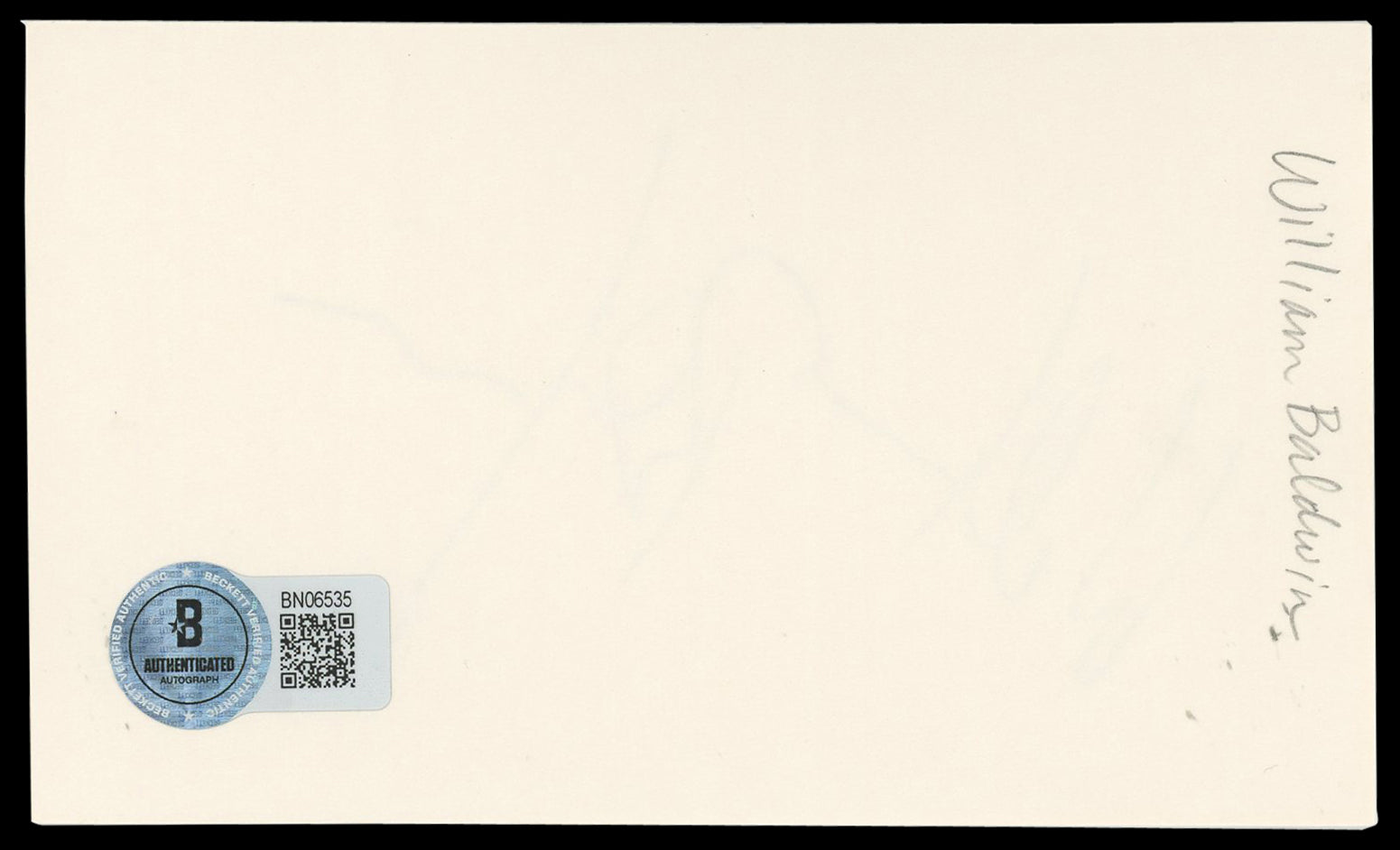 William Baldwin Backdraft Authentic Signed 3x5 Index Card BAS #BN06535