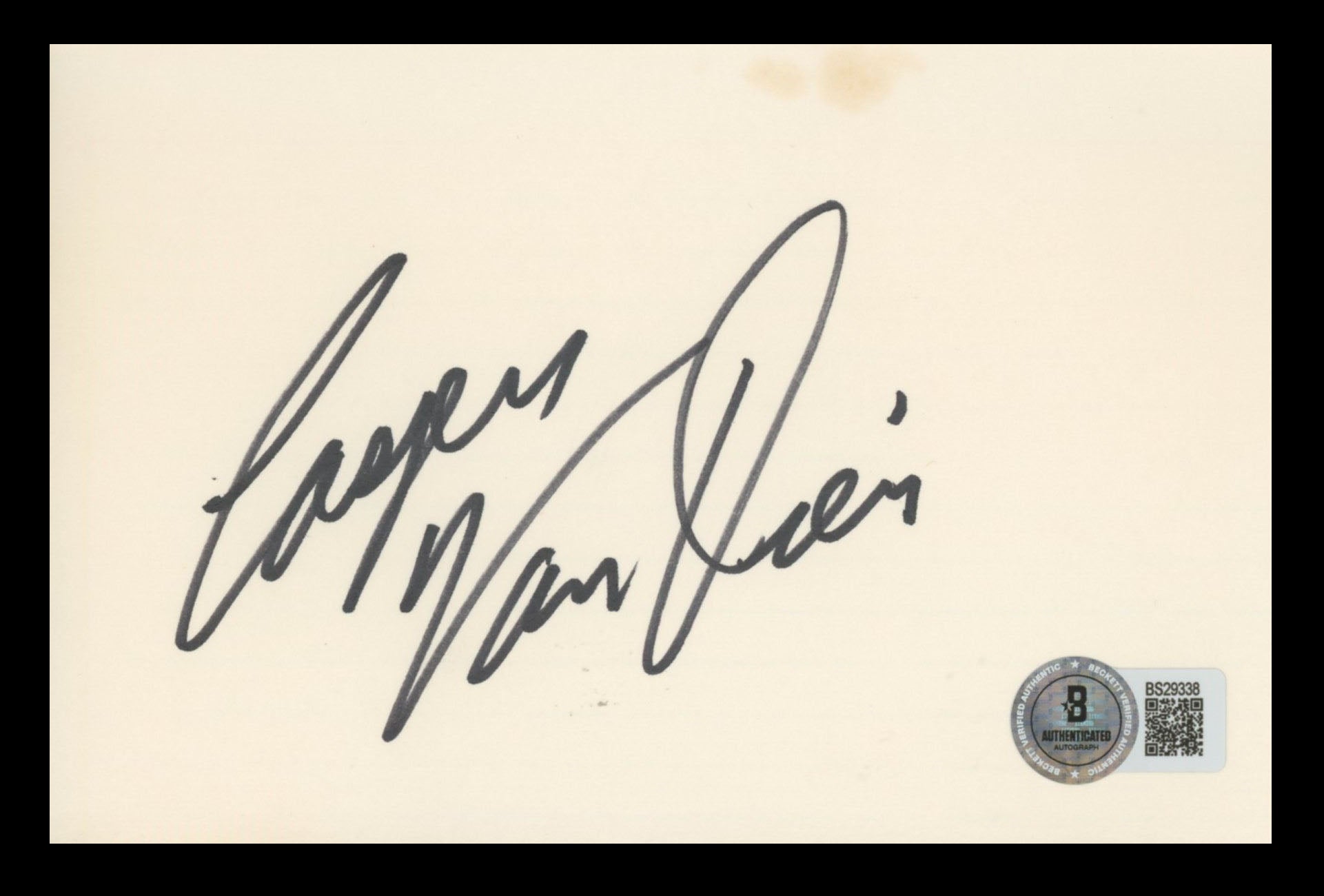 Casper Van Dien Starship Troopers Authentic Signed 4x6 Index Card BAS #BS29338