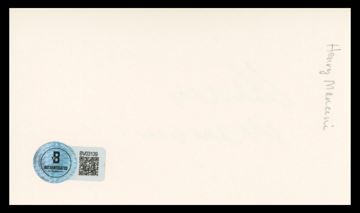 Henry Mancini Breakfast At Tiffany's Authentic Signed 3x5 Index Card BAS #BV03139