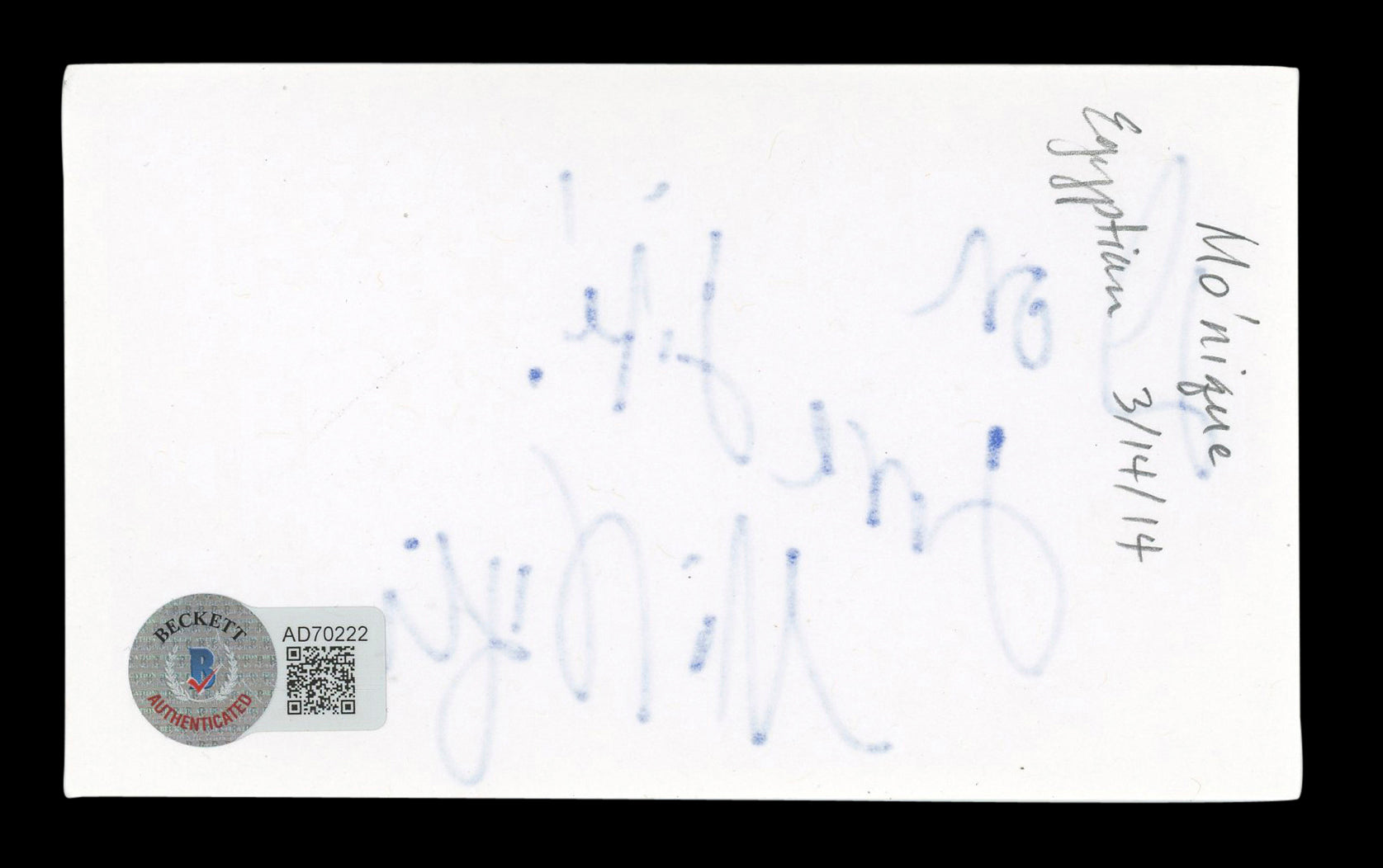 Mo'Nique Precious "Don, More Life!" Signed 3x5 Index Card BAS #AD70222