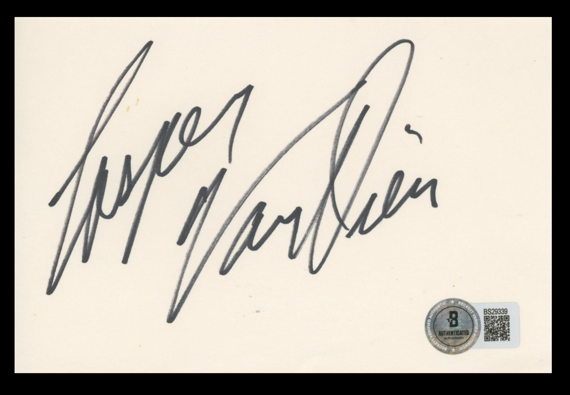 Casper Van Dien Starship Troopers Authentic Signed 4x6 Index Card BAS #BS29339