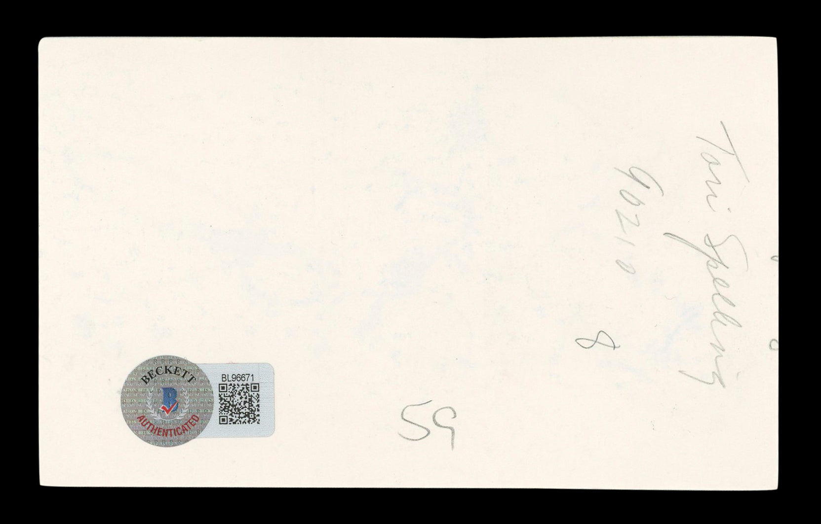 Tori Spelling Beverly Hills 90210 Authentic Signed 3x5 Index Card BAS #BL96671