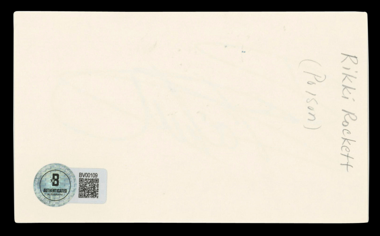 Rikki Rockett Poison Authentic Signed 3x5 Index Card Autographed BAS #BV00109