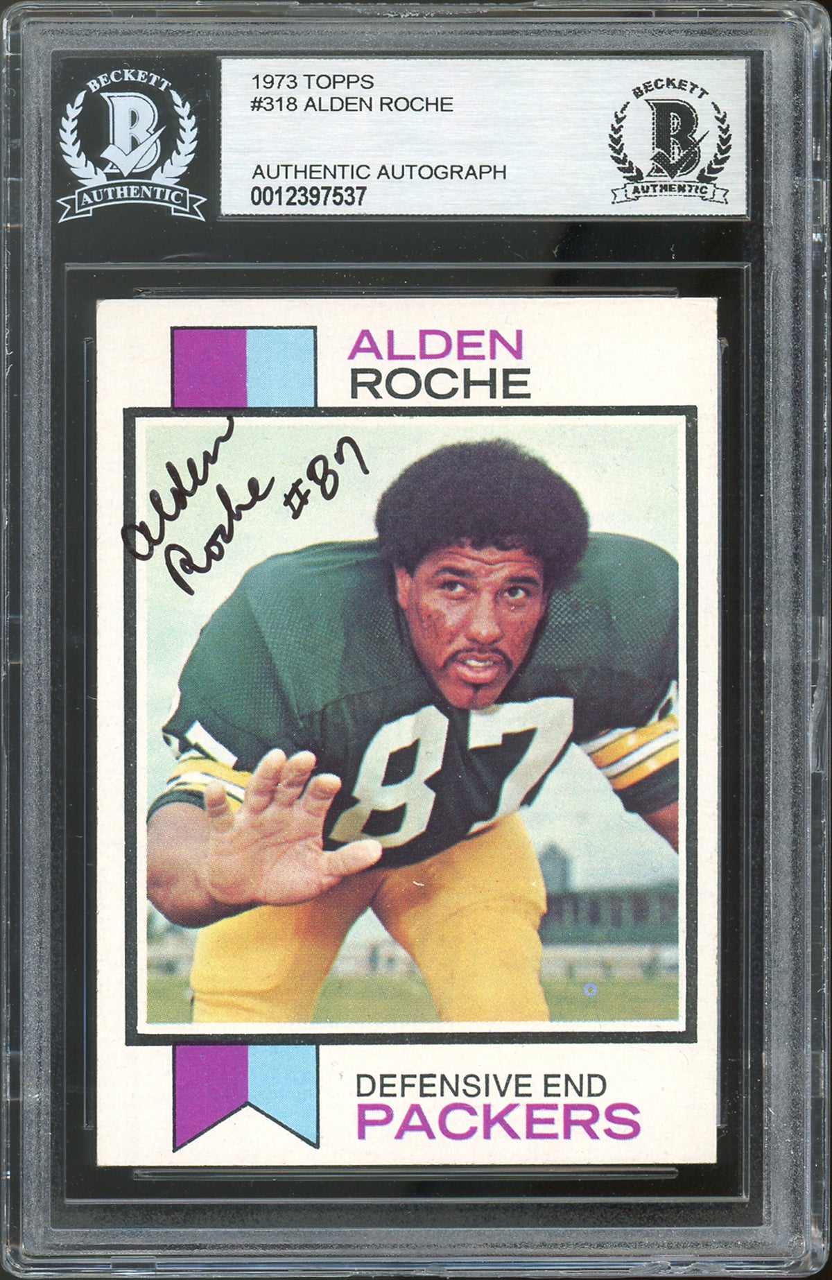 Packers Alden Roche Authentic Signed 1973 Topps #318 Card BAS Slabbed