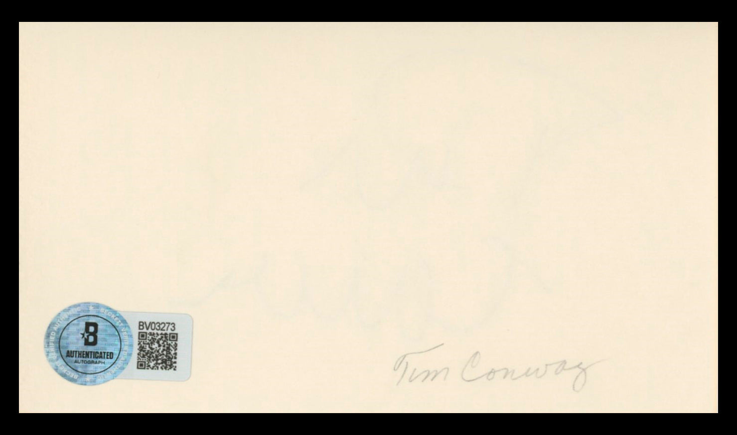 Tim Conway The Carol Burnett Show Authentic Signed 3x5 Index Card BAS #BV03273