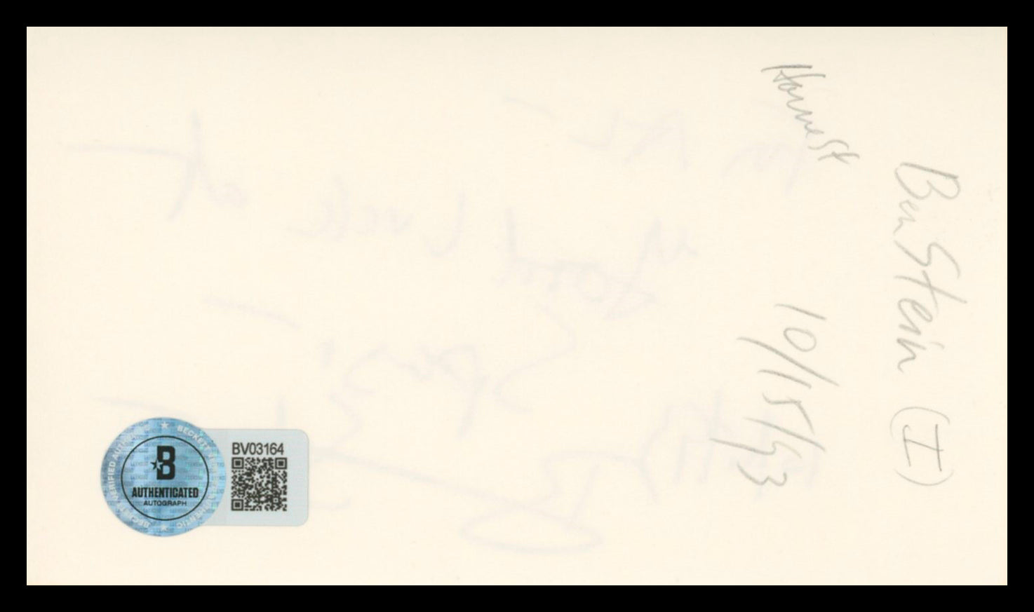 Ben Stein Ferris Bueller's Day Off Authentic Signed 3x5 Index Card BAS #BV03164