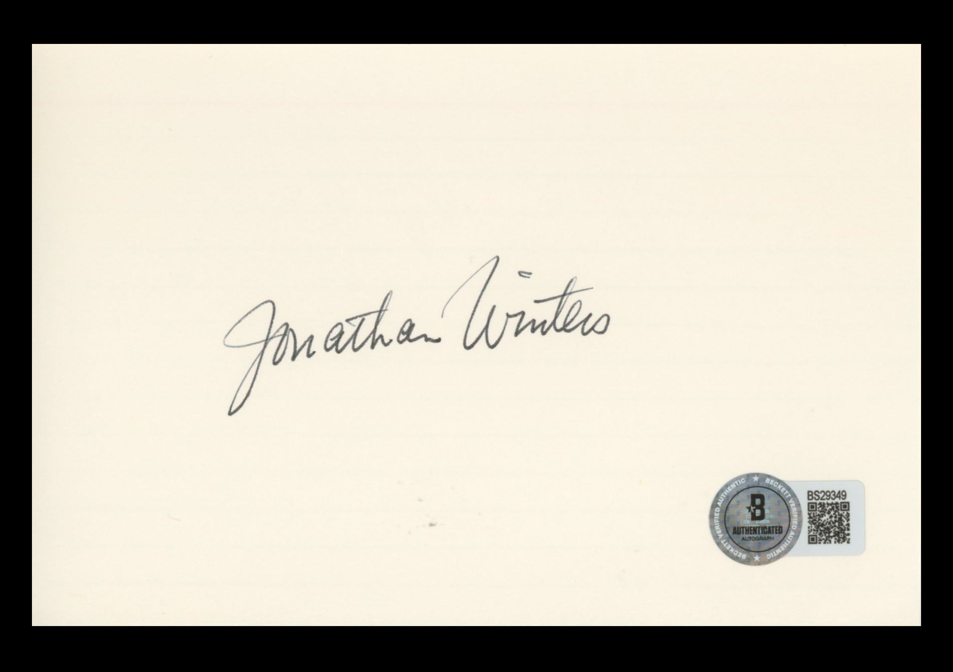 Jonathan Winters Mork & Mindy Authentic Signed 4x6 Index Card BAS #BS29349