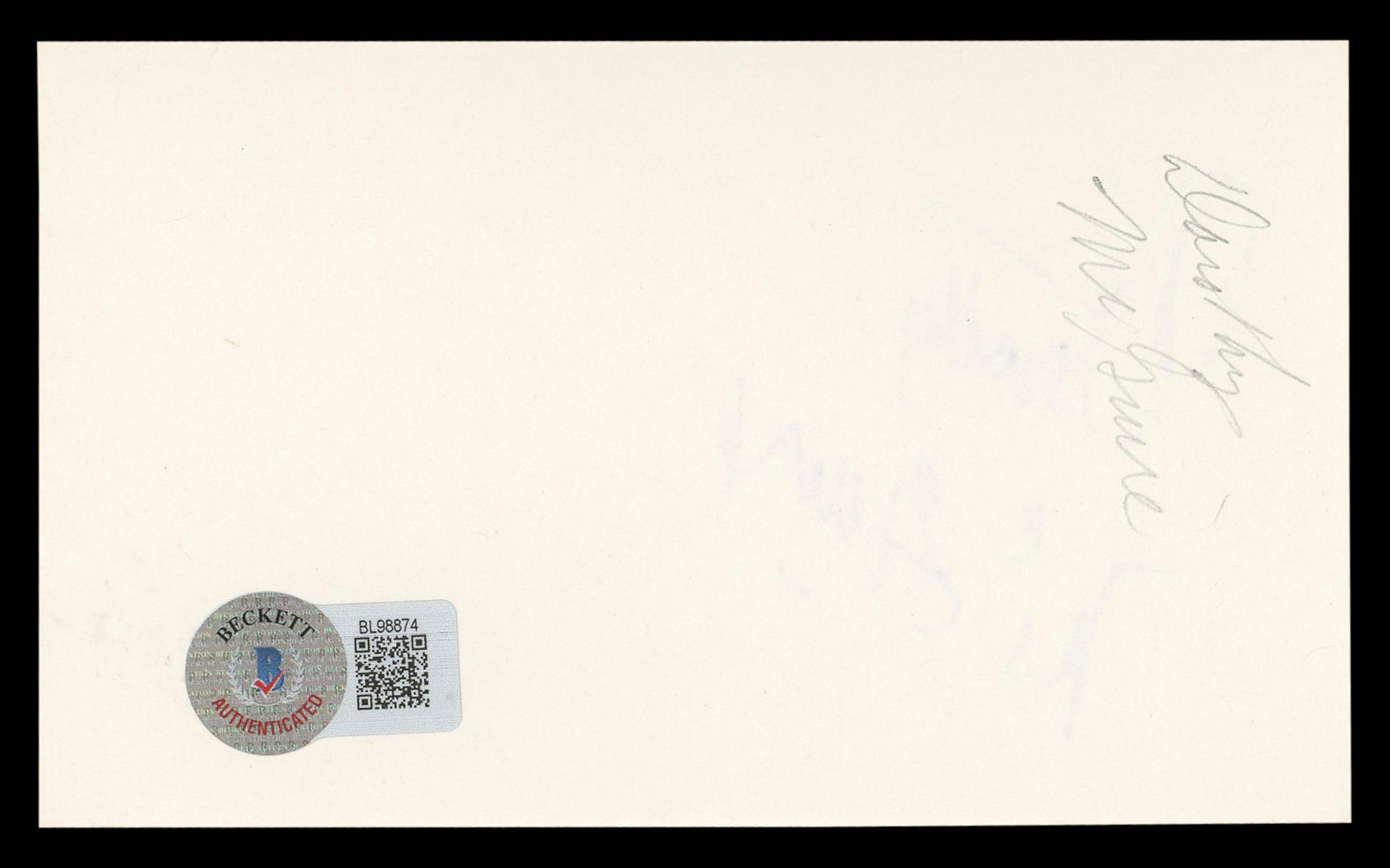 Dorothy McGuire Gentleman's Agreement Signed 3x5 Index Card BAS #BL98874