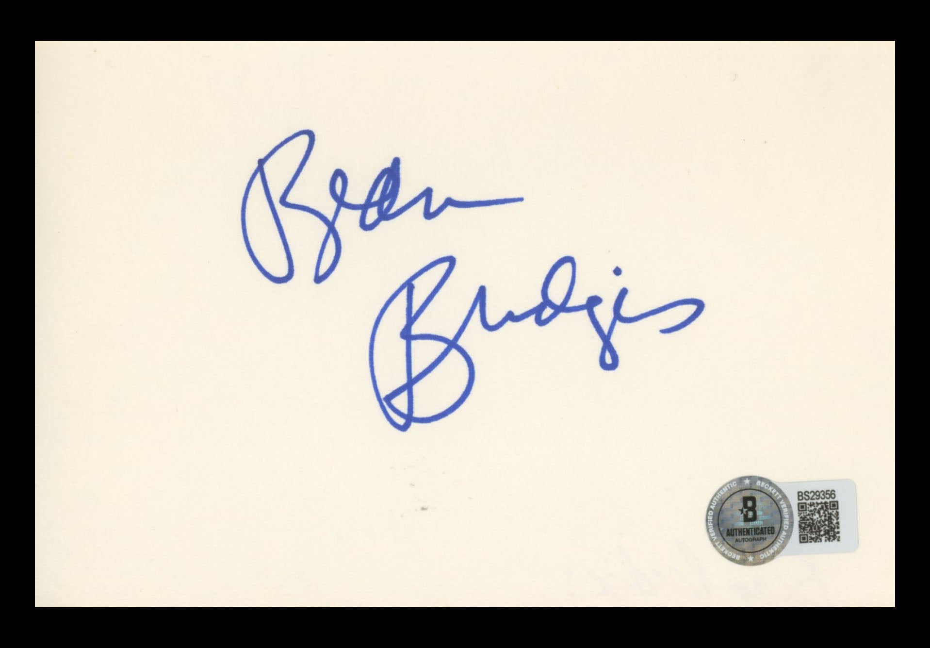 Beau Bridges The Fabulous Baker Boys Signed 4x6 Index Card BAS #BS29356