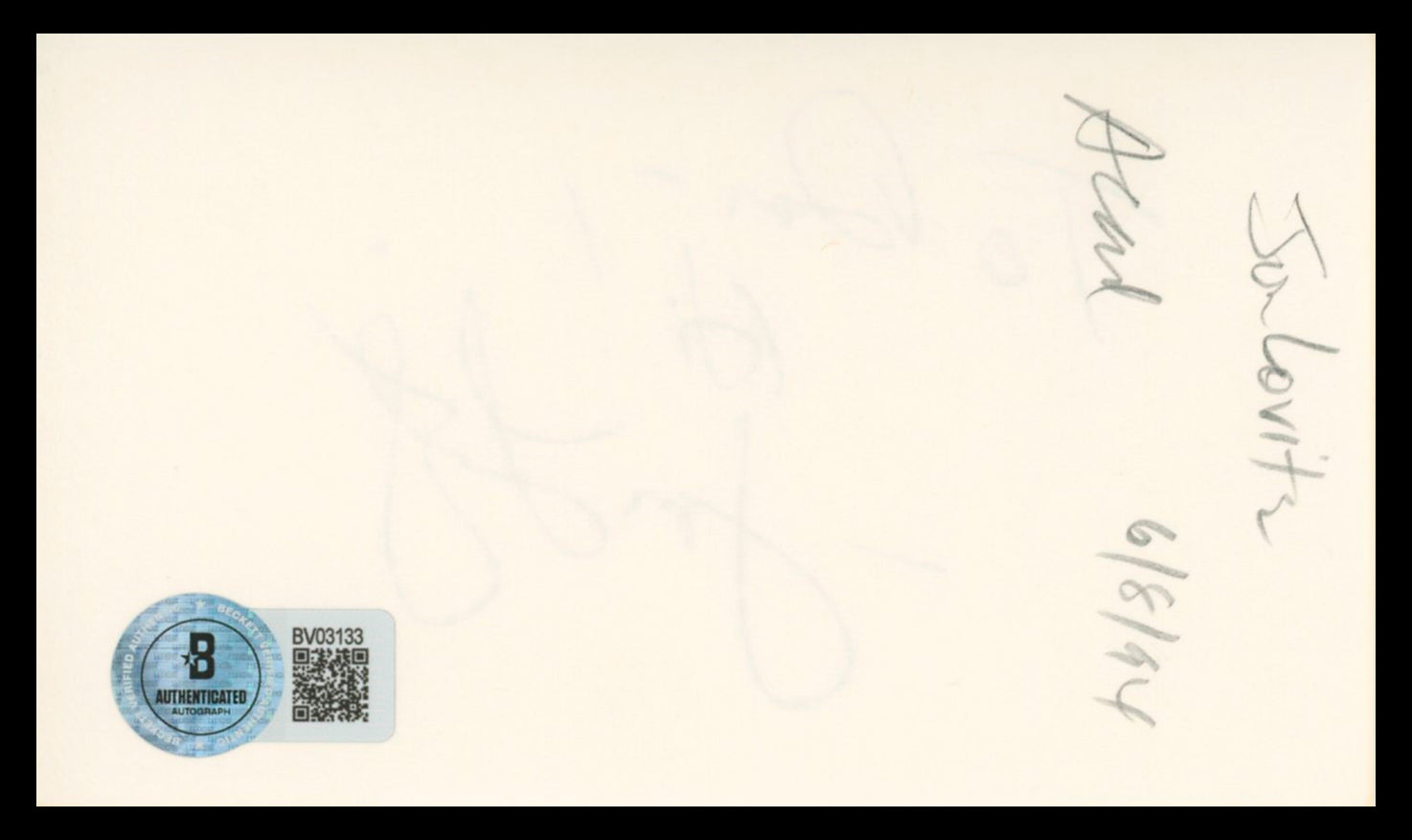 Jon Lovitz Saturday Night Live Authentic Signed 3x5 Index Card BAS #BV03133