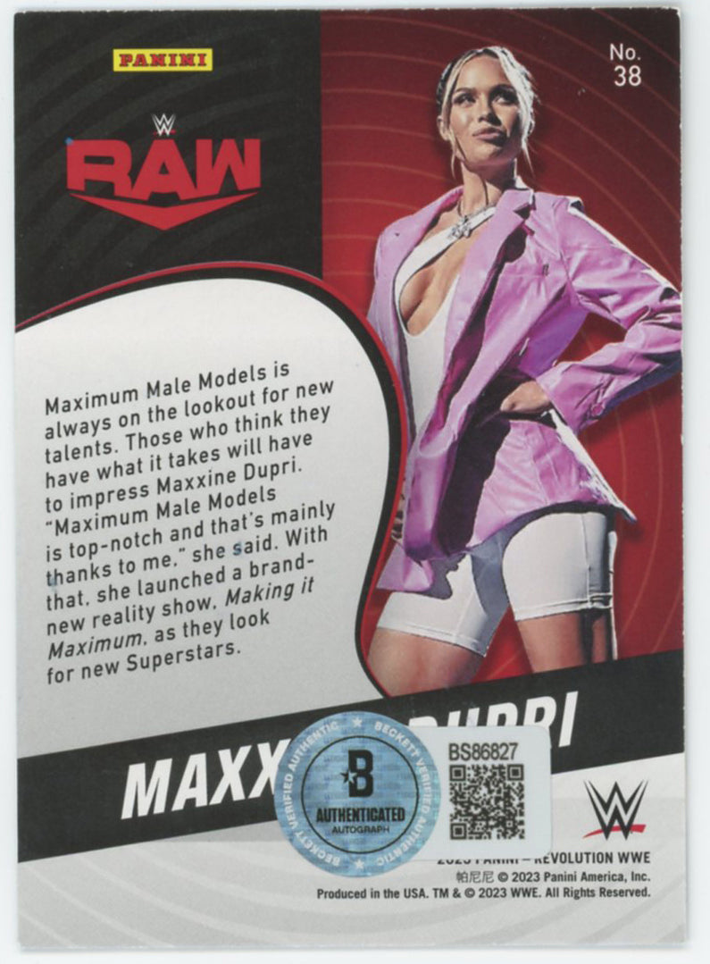 Maxxine Dupri WWE Authentic Signed 2023 Panini Revolution #38 Card BAS #BS86827