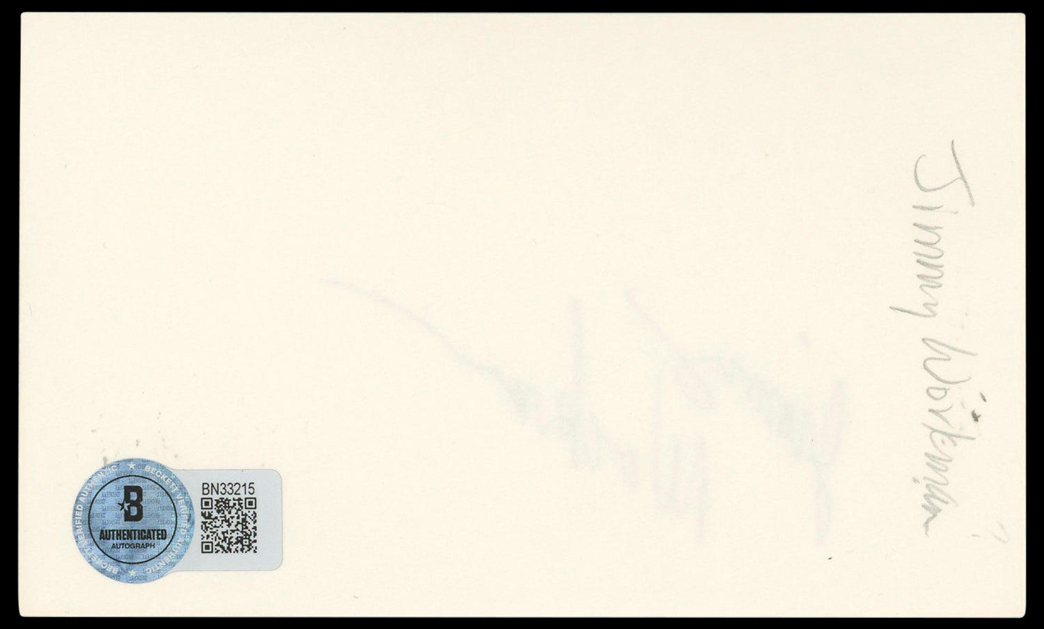 Jimmy Workman The Addams Family Authentic Signed 3x5 Index Card BAS #BN33215