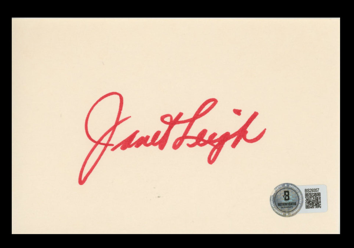 Janet Leigh The Romance of Rosy Ridge Signed 4x6 Index Card BAS #BS29357