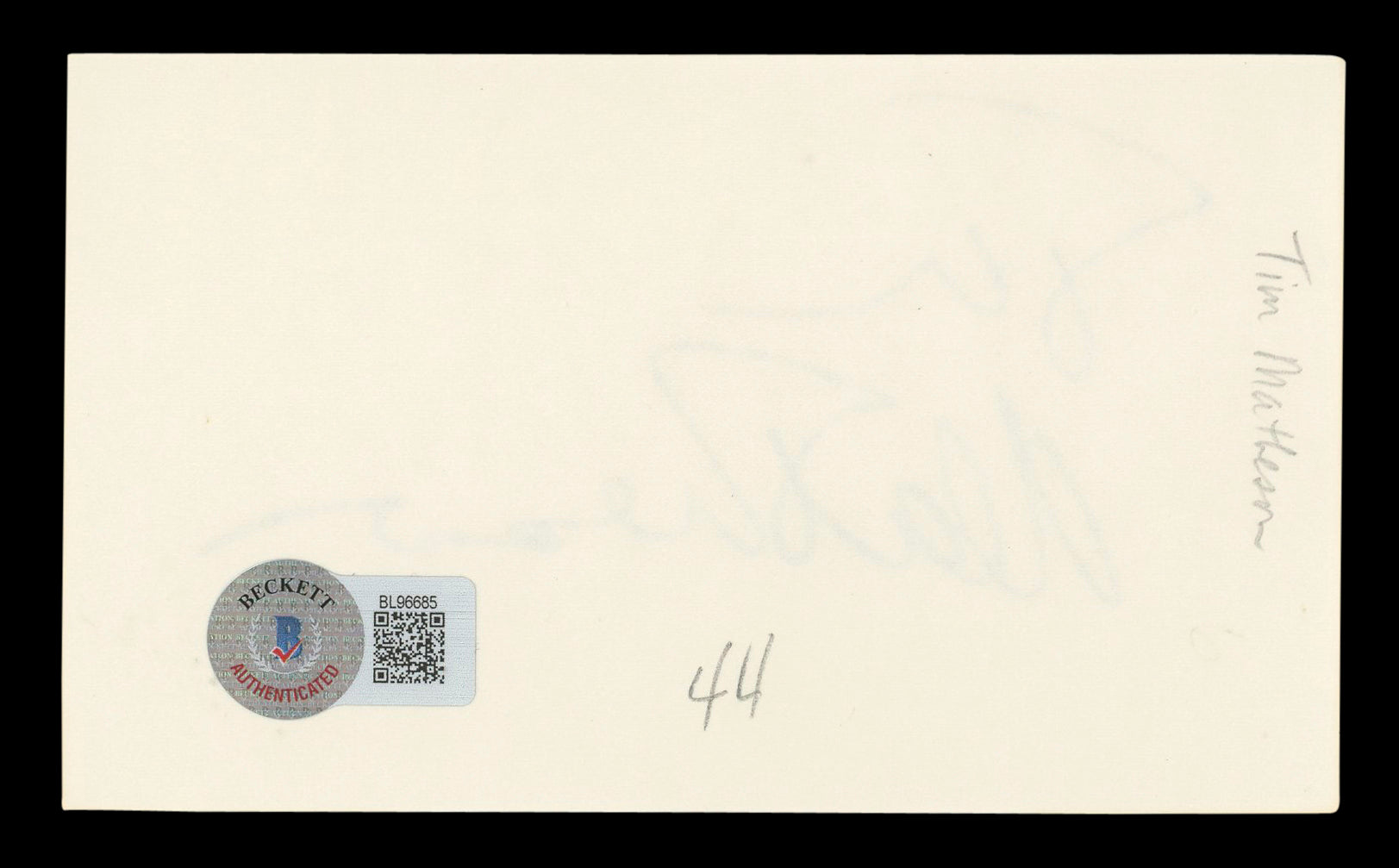 Tim Matheson Hart of Dixie Authentic Signed 3x5 Index Card BAS #BL96685
