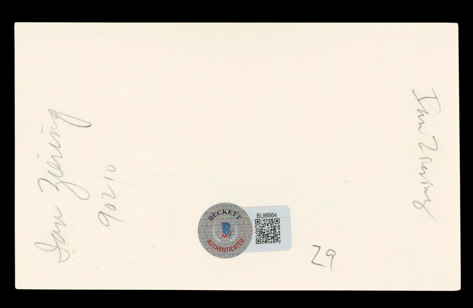 Ian Ziering Beverly Hills 90210 Authentic Signed 3x5 Index Card BAS #BL96664