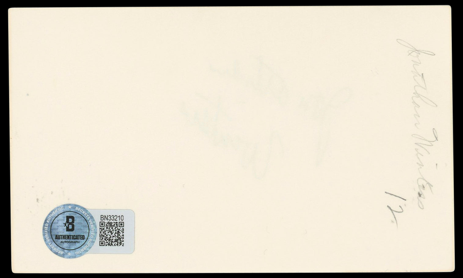 Jonathan Winters The Jonathan Winters Show Signed 3x5 Index Card BAS #BN33210