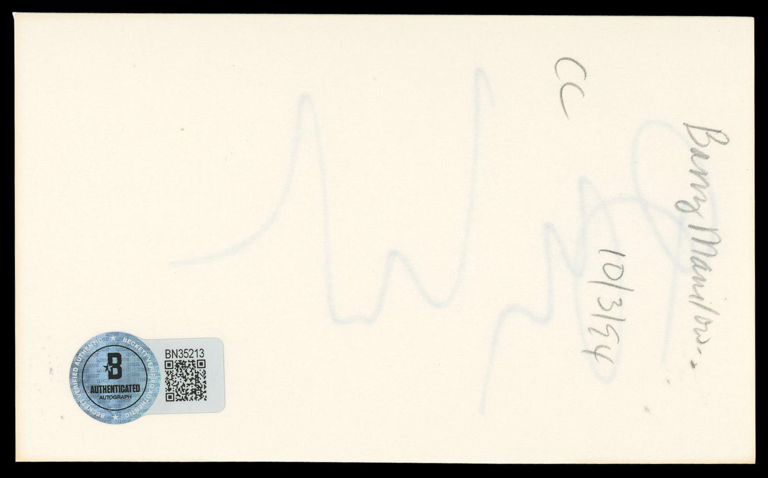 Barry Manilow Singer Authentic Signed 3x5 Index Card Autographed BAS #BN35213