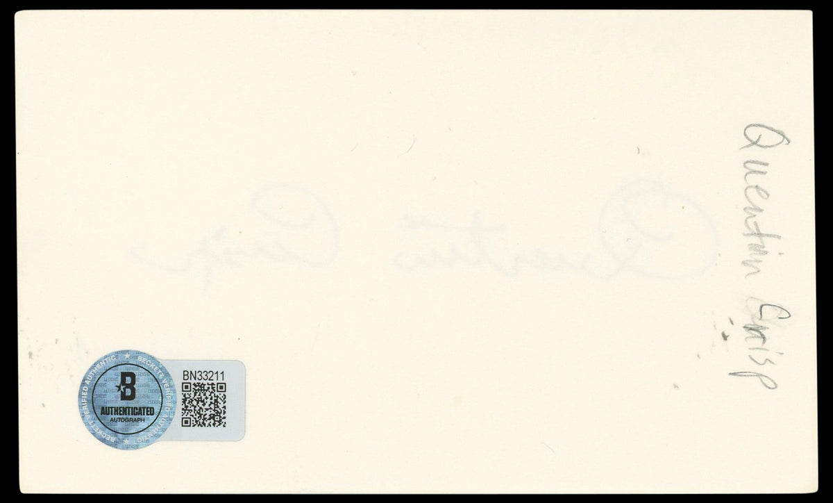 Quentin Crisp The Naked Civil Servant Signed 3x5 Index Card BAS #BN33211