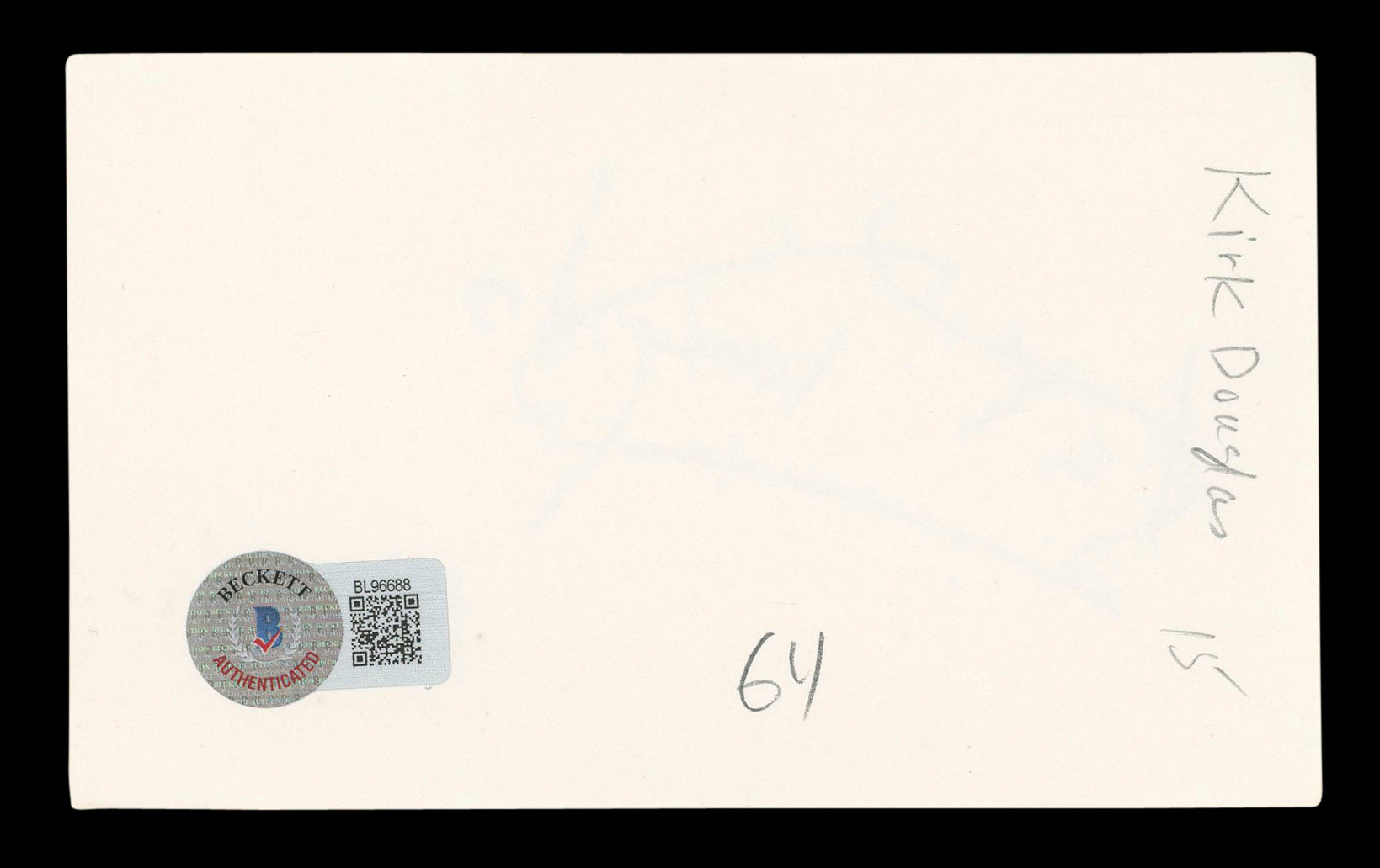 Kirk Douglas Spartacus Authentic Signed 3x5 Index Card Autographed BAS #BL96688