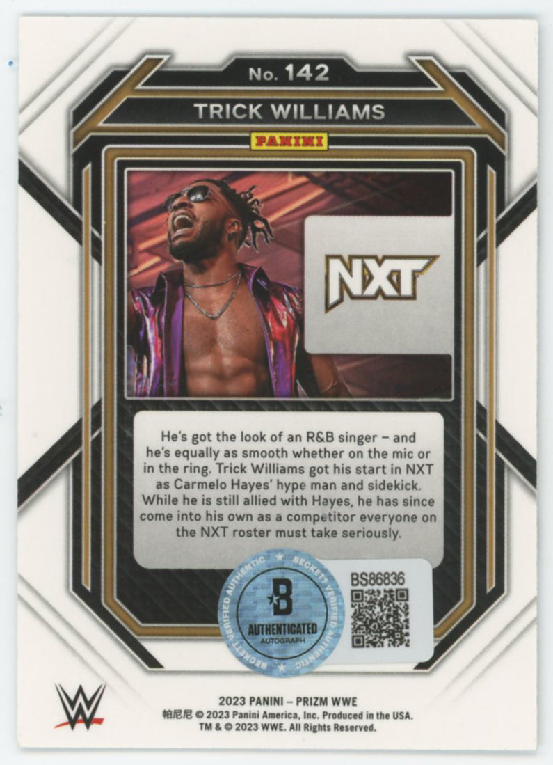 Trick Williams WWE Authentic Signed 2023 Panini Prizm #142 Card BAS #BS86836