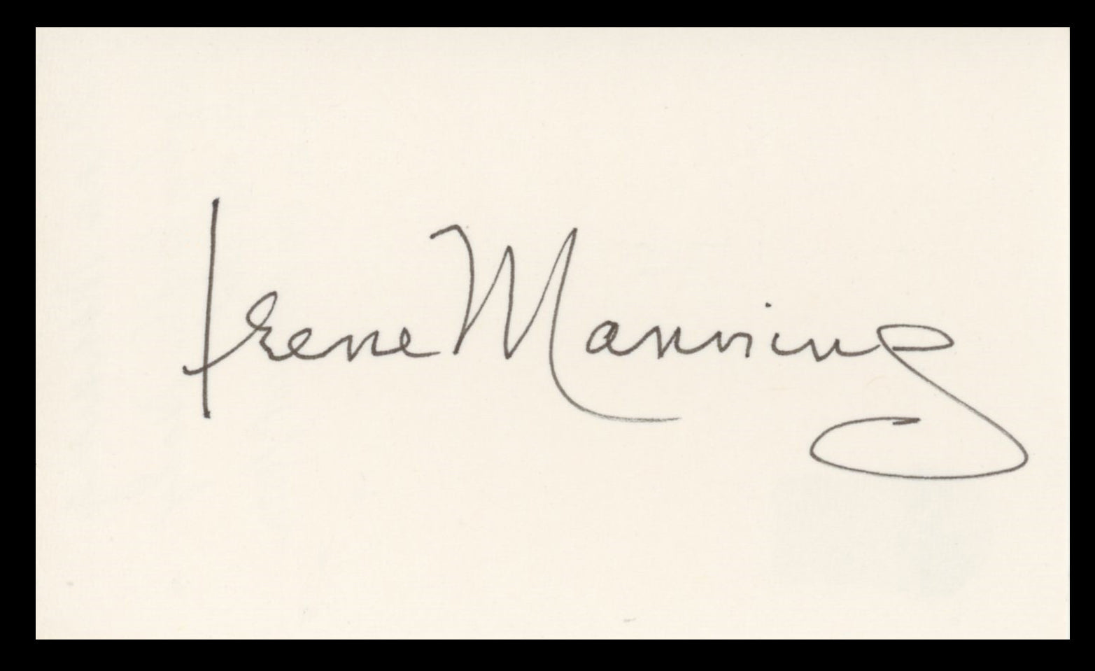 Irene Manning Yankee Doodle Dandy Authentic Signed 3x5 Index Card BAS #BV59043