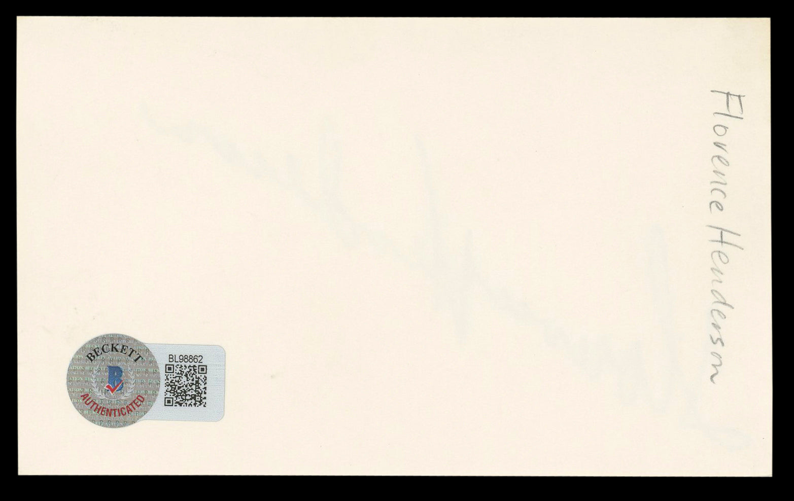Florence Henderson The Brady Bunch Authentic Signed 3x5 Index Card BAS #BL98862