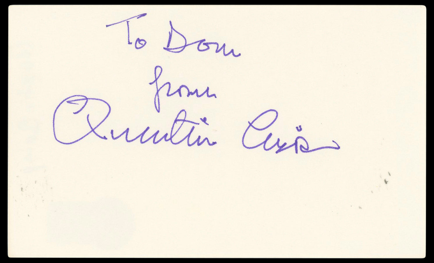 Quentin Crisp The Naked Civil Servant Signed 3x5 Index Card BAS #BN33220