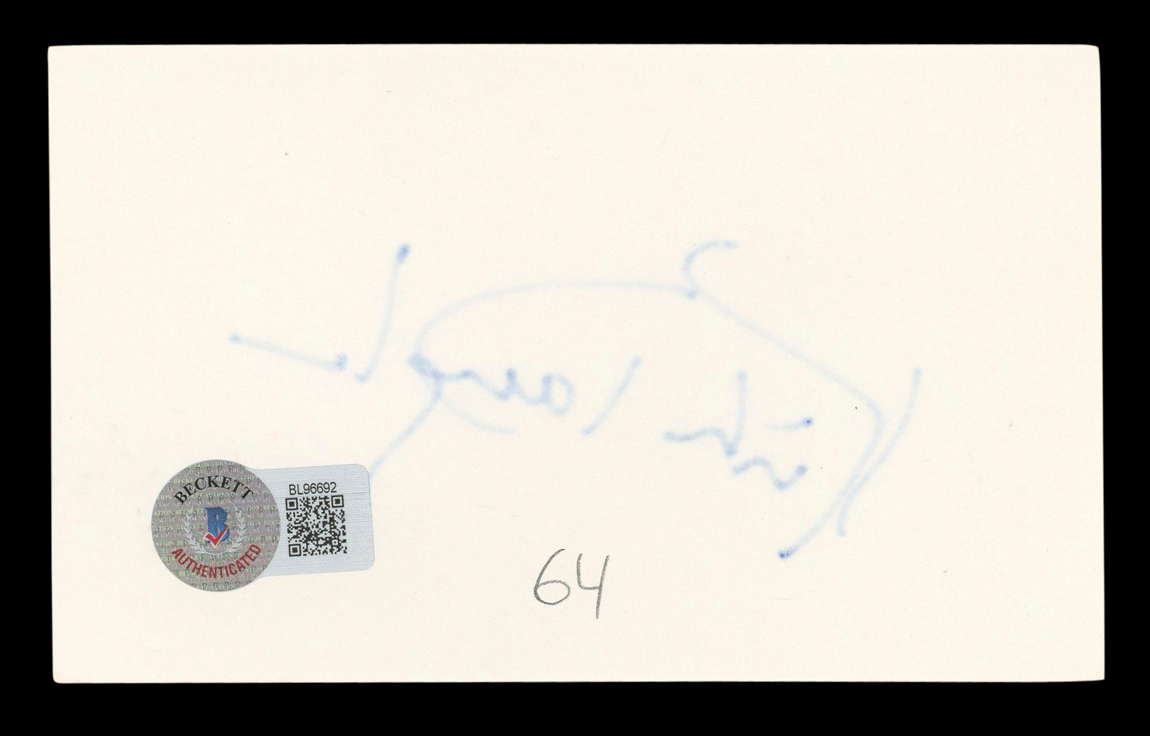 Kirk Douglas Spartacus Authentic Signed 3x5 Index Card Autographed BAS #BL96692