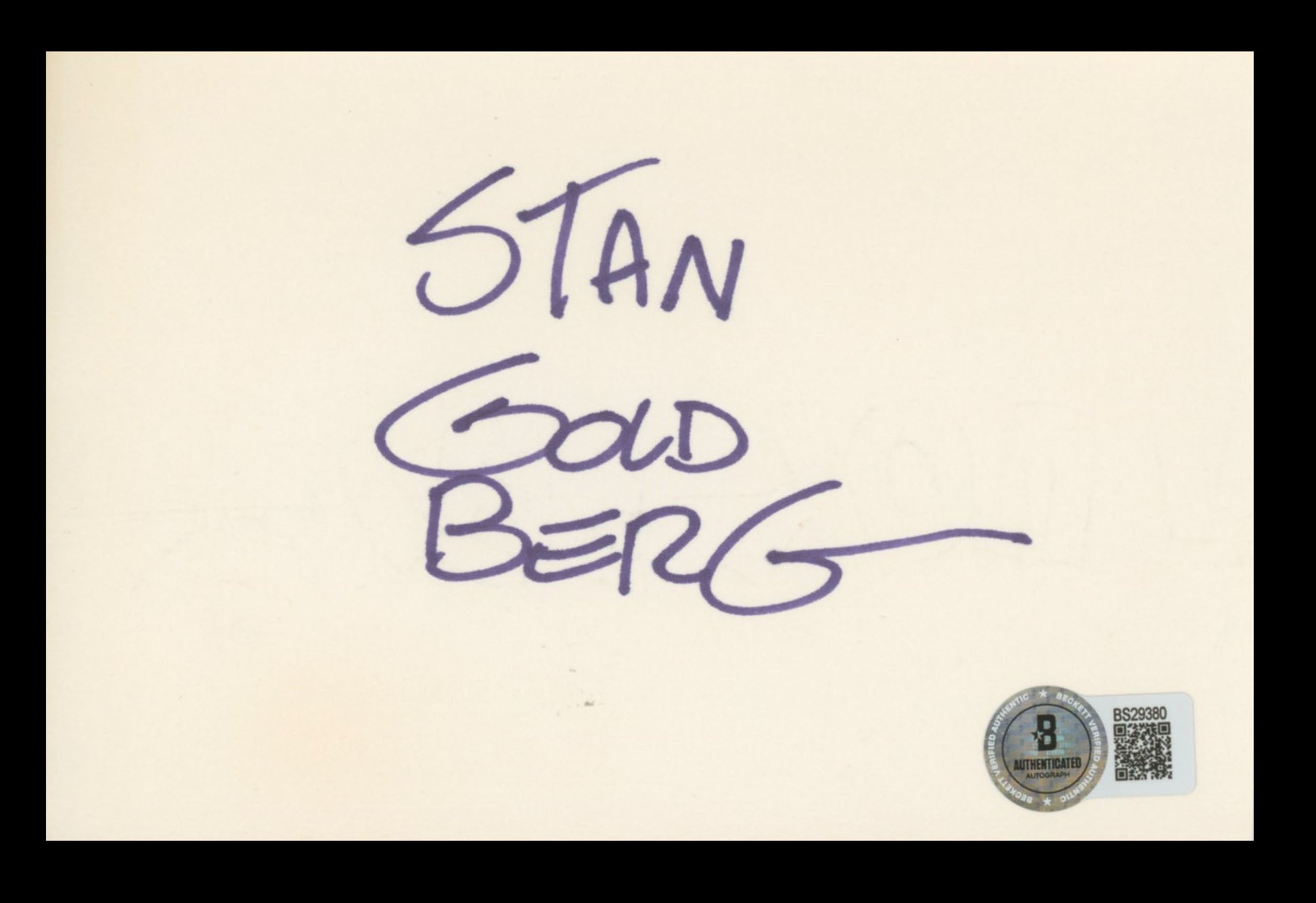 Stan Goldberg Comic Book Artist Authentic Signed 4x6 Index Card BAS #BS29380