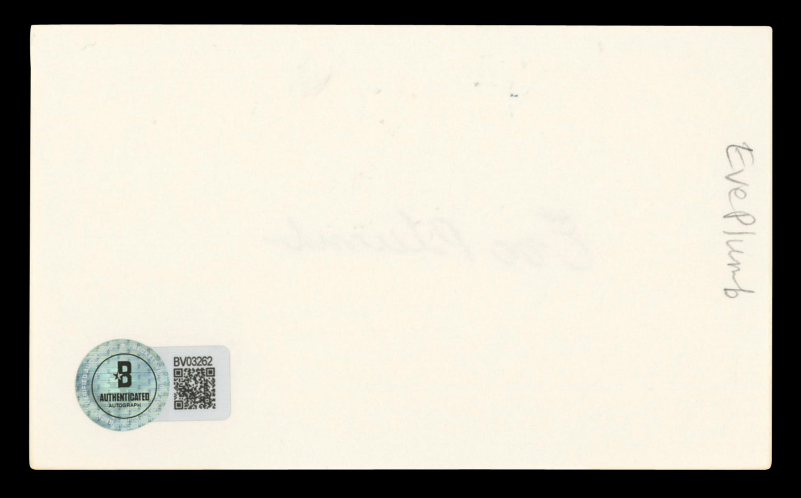 Eve Plumb The Brady Bunch Authentic Signed 3x5 Index Card BAS #BV03262