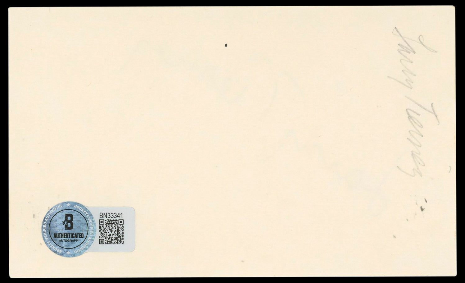 Larry Tierney Born to Kill Authentic Signed 3x5 Index Card BAS #BN33341