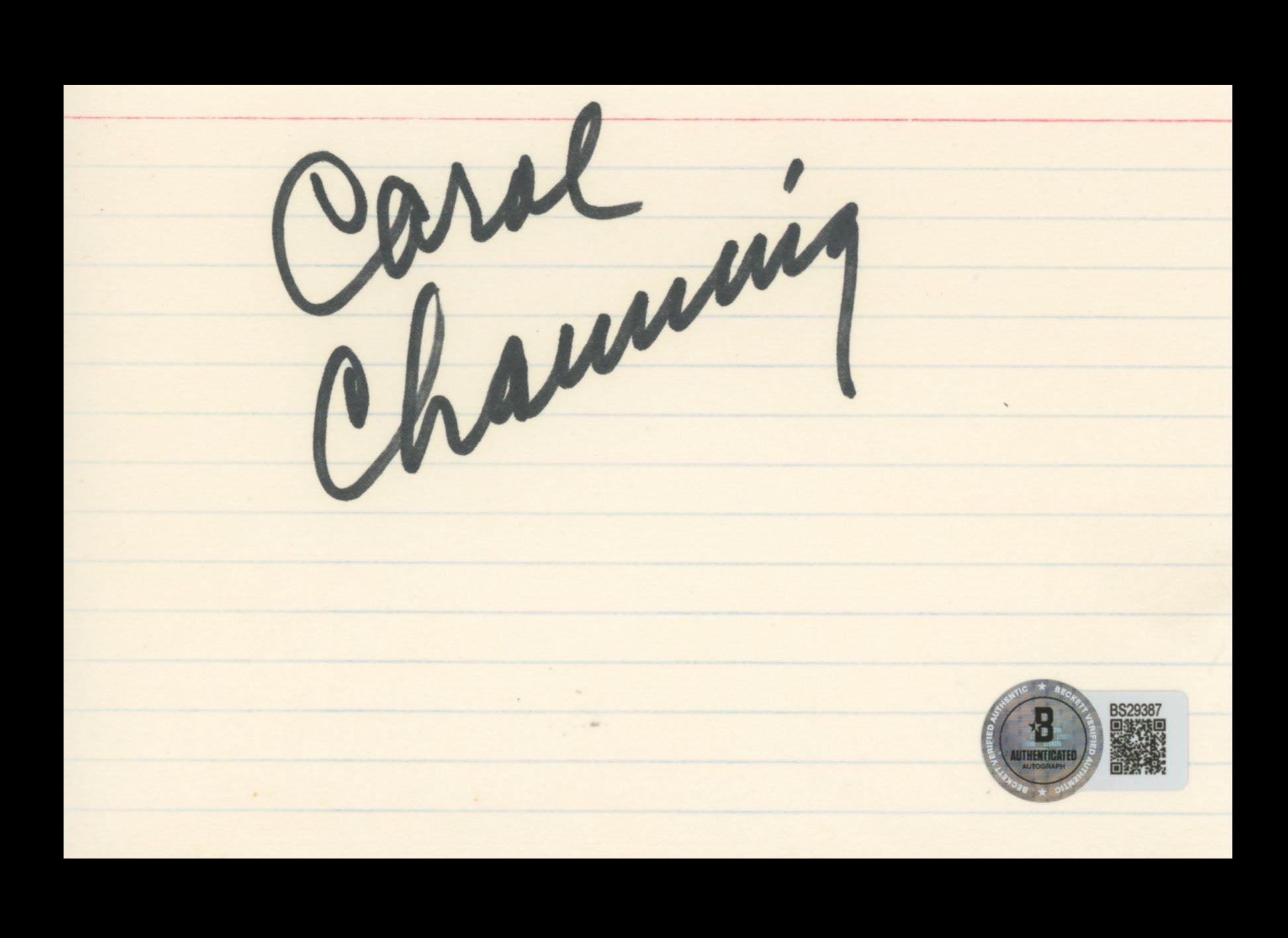 Carol Channing Gentlemen Prefer Blondes Signed 4x6 Index Card BAS #BS29387