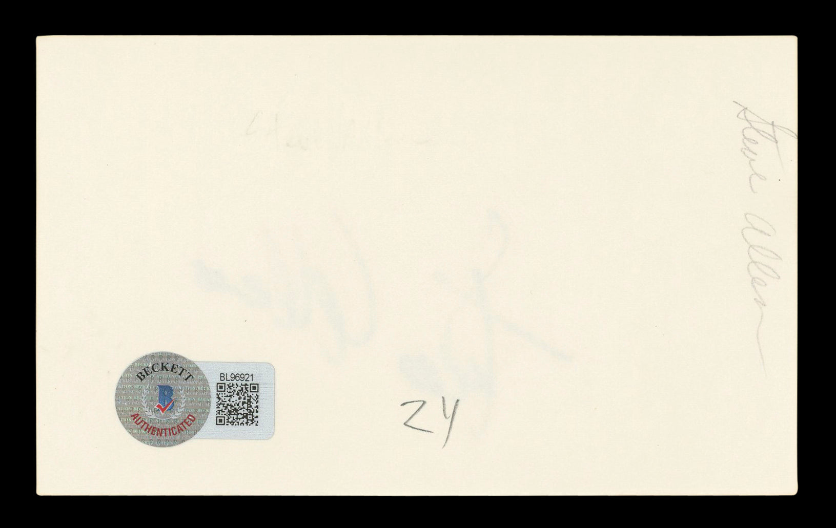 Steve Allen The Tonight Show Authentic Signed 3x5 Index Card BAS #BL96921