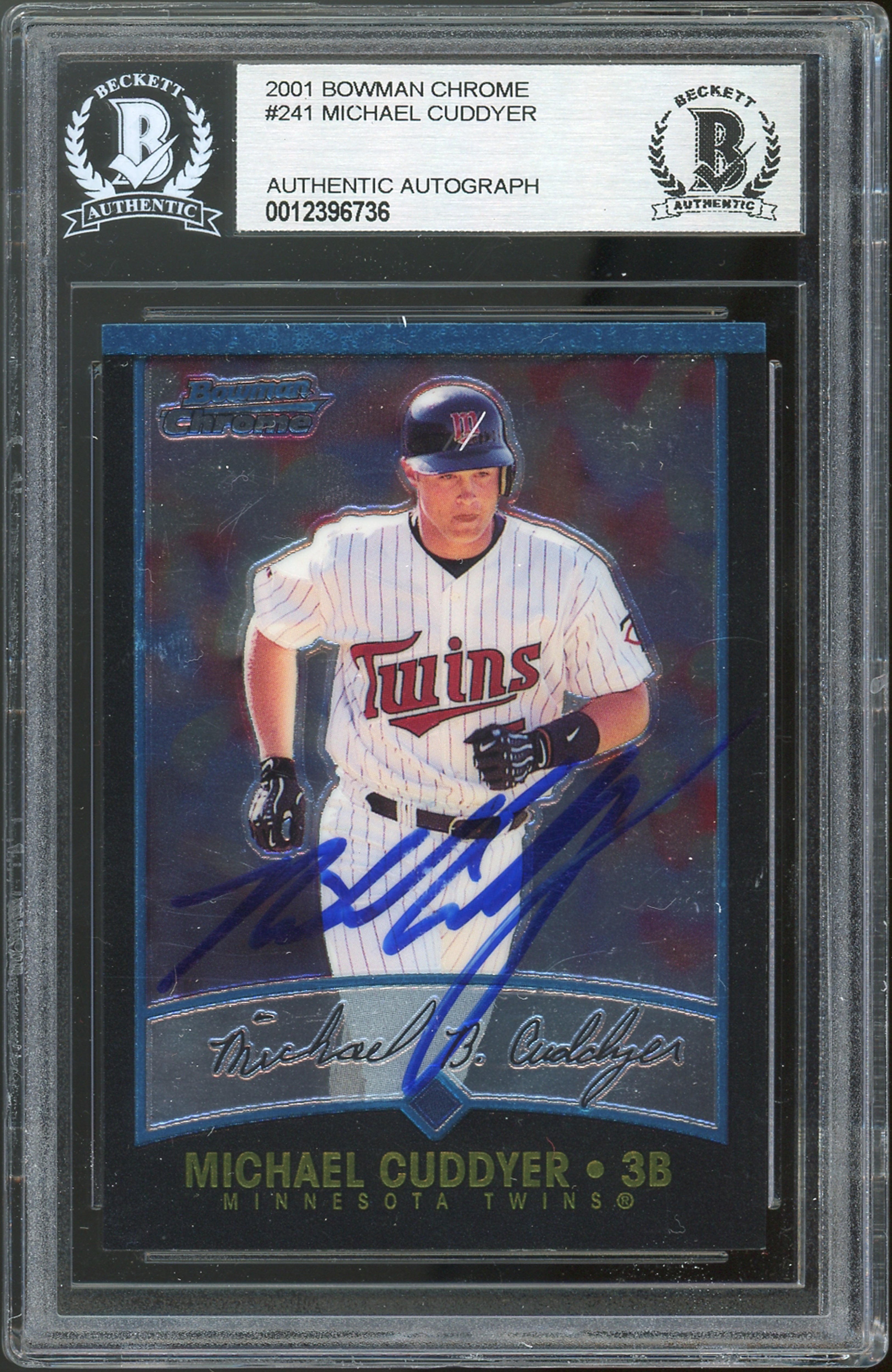 Rangers Michael Cuddyer Authentic Signed 2001 Bowman Chrome #241 Card BAS Slab