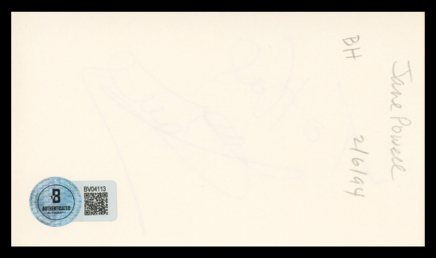 Jane Powell Seven Brides for Seven Brothers Signed 3x5 Index Card BAS #BV04113